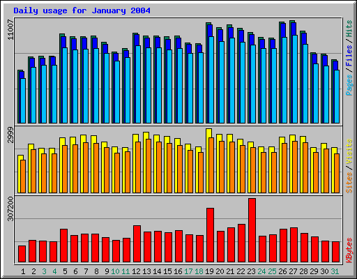 Daily usage for January 2004