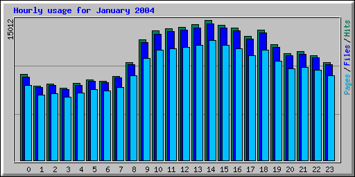 Hourly usage for January 2004