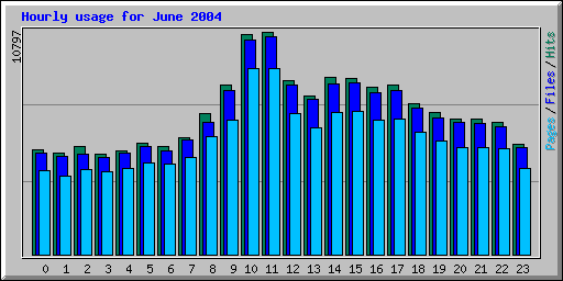 Hourly usage for June 2004