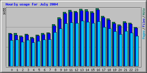 Hourly usage for July 2004